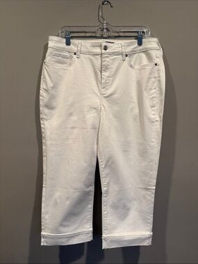 NYDJ Marilyn Straight Crop Jeans in Optic White - Size 14 - Like New